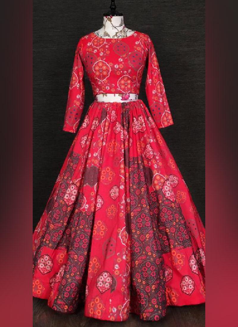 Gorgeous Look Digital Print Designer Red Lehenga Choli Official Sale Online