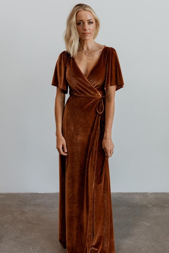 Meghan Velvet Wrap Maxi Dress | Spice Fashion Style For Sale