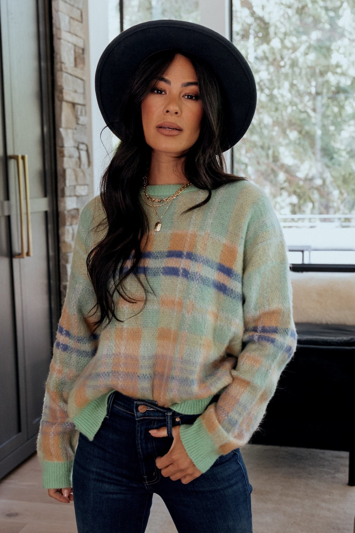 Brentridge Plaid Sweater | Green Multi Official Site