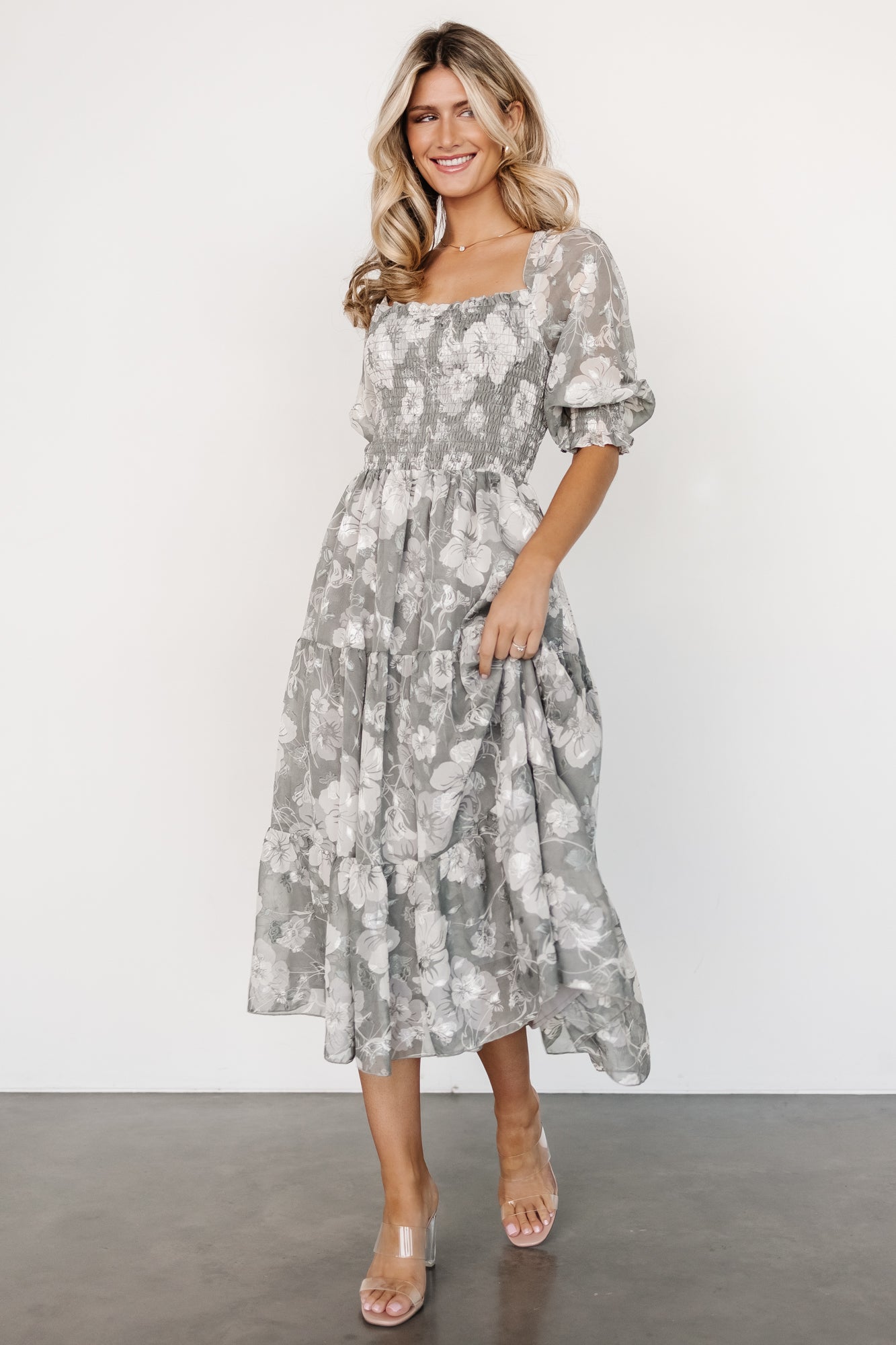 Fabian Jacquard Midi Dress | Dusty Sage Choice Cheap Pice