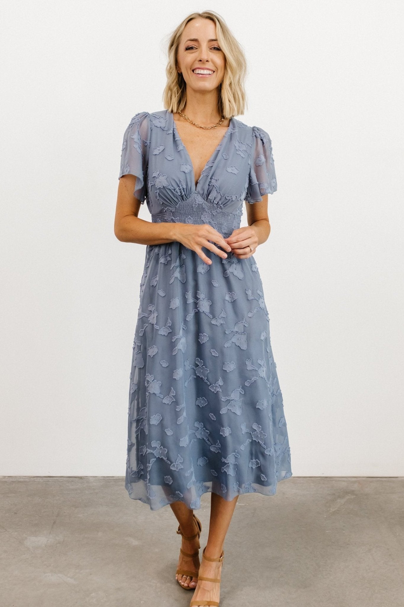 June Smocked Midi Dress | Blue Cheap Amazon