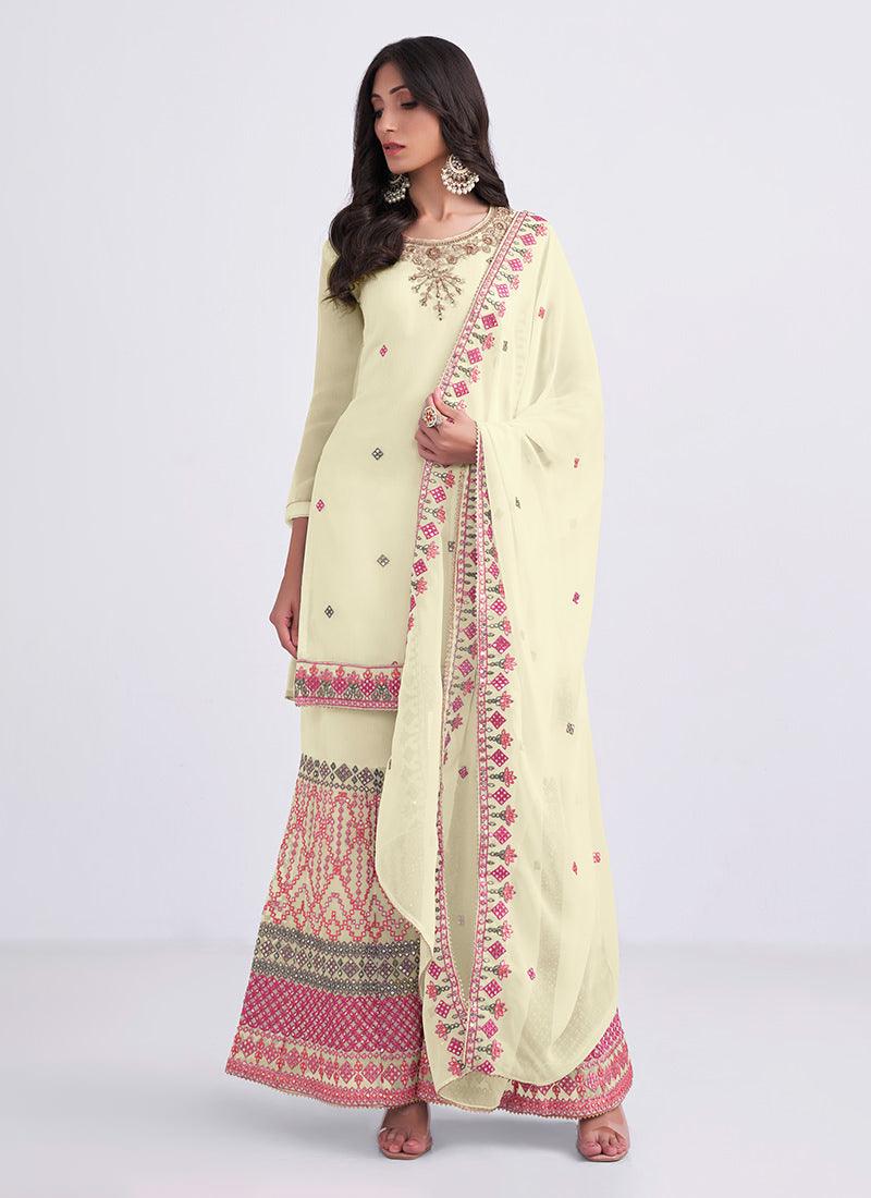 Light Yellow Georgette Pakistani Sharara With Mastercard Cheap Pice