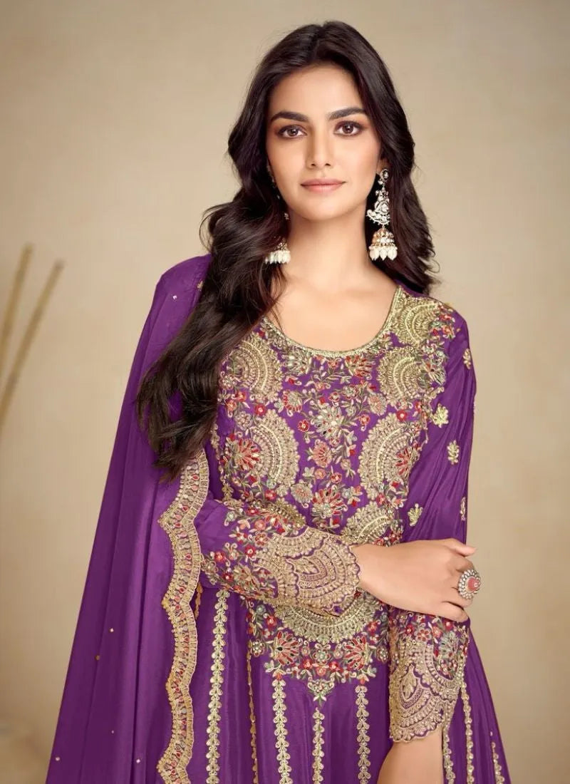 Designer and Classic Embroidered Pure Chinon Sharara Suits Buy Cheap Cheap