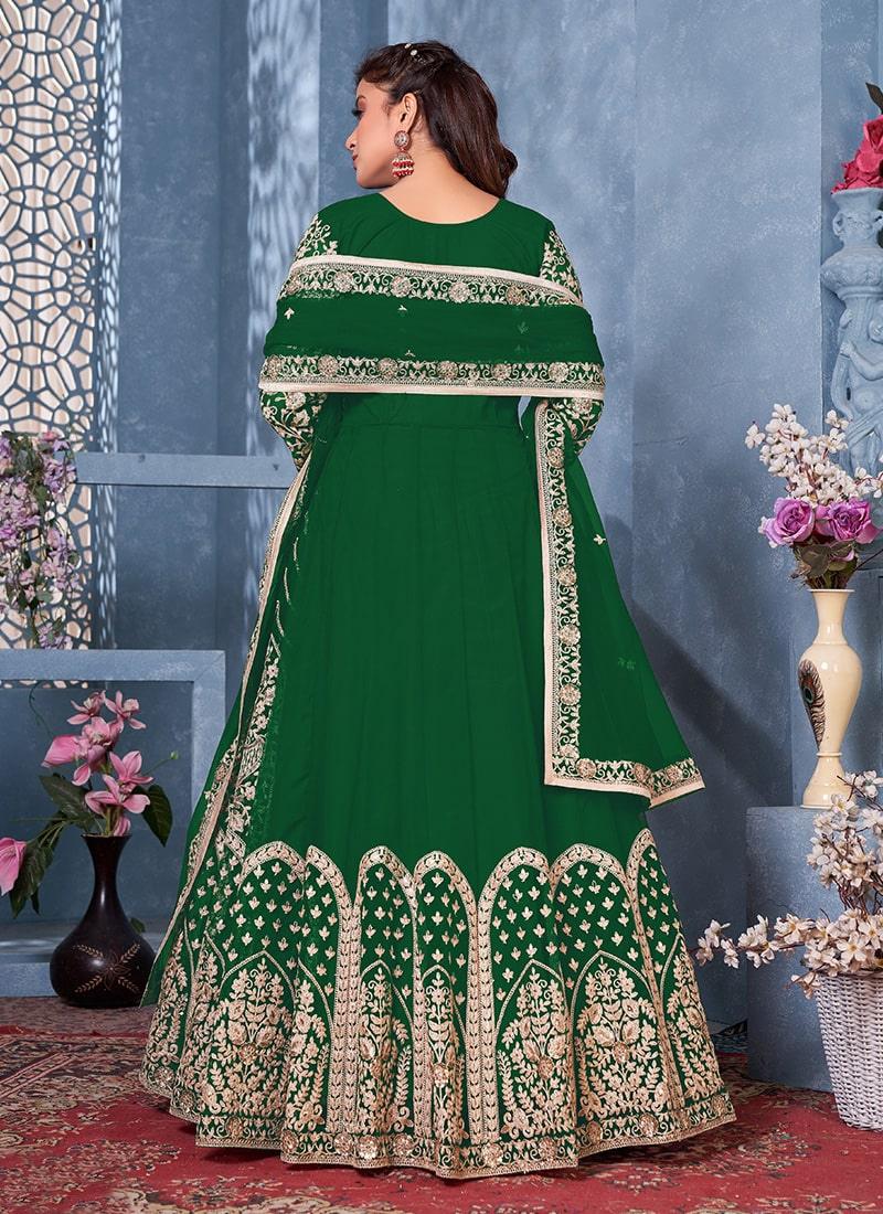 Green Color Soft Net Base Gown With Dori Work Clearance Pirce Sale