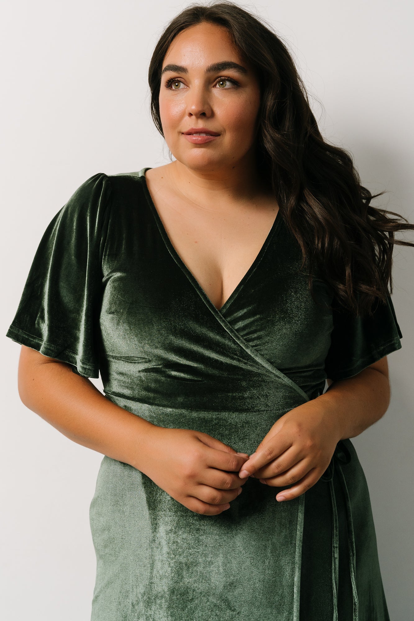 Meghan Velvet Wrap Maxi Dress | Deep Green Cheap Pirce