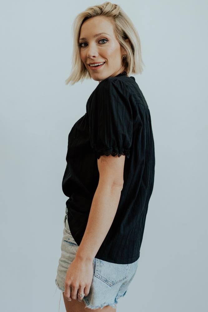 Sloane Button Top | Black Low Cost Cheap Online