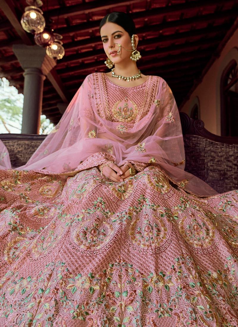 Pink Color Georgette Fabric Lehenga With Sequins Work Buy Cheap Pay With Paypal