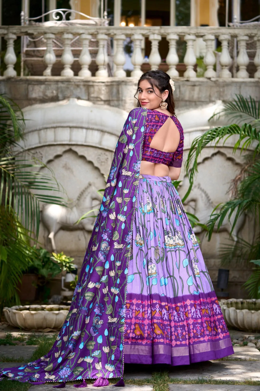 Lovely Lavender Patola Print Zari Weaving Border Work Lehenga Choli Outlet With Paypal Order