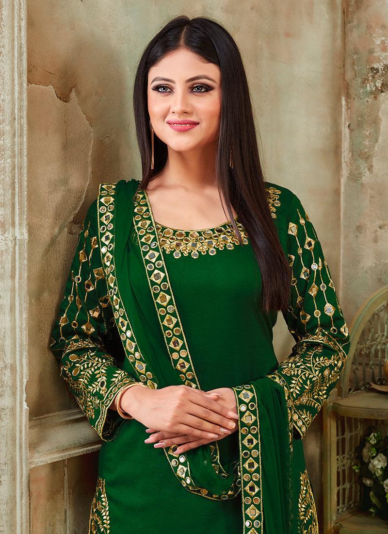 Heavy Work Green Punjabi Salwar Suit Free Shipping Get Authentic