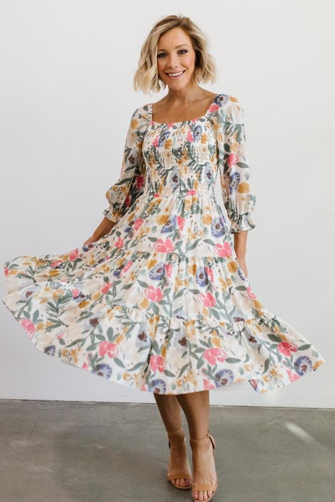 Marta Smocked Midi Dress | Multi Floral Amazon Sale Online