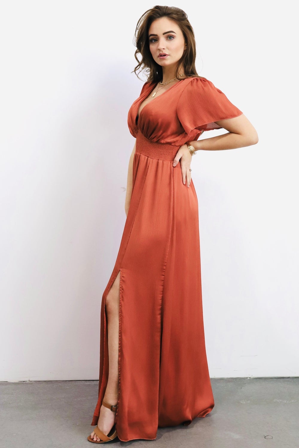 Prague Satin Maxi Dress | Rust With Paypal Sale Online