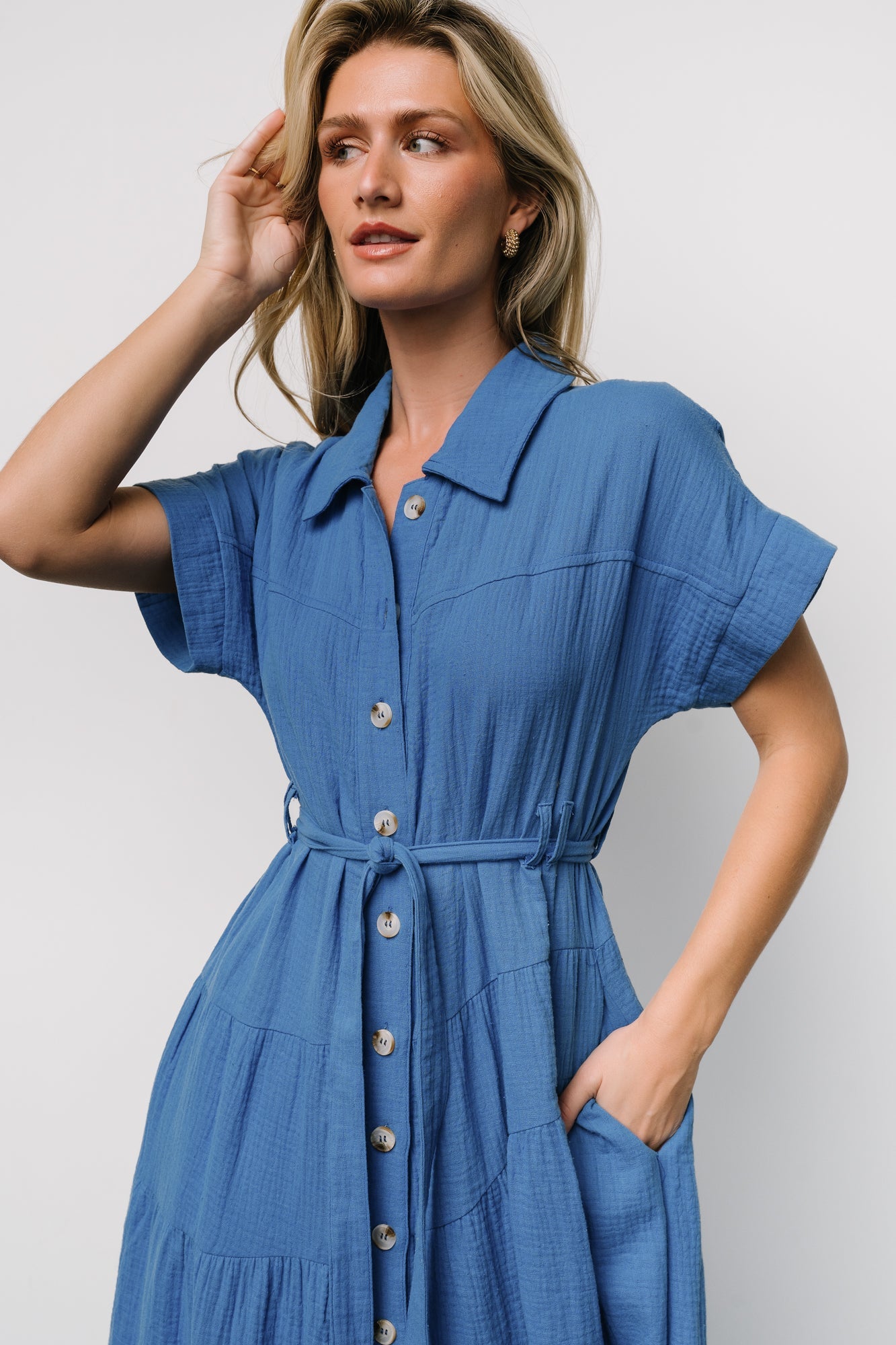 Aizey Button Up Maxi Dress | Blue Buy Cheap Wide Range Of