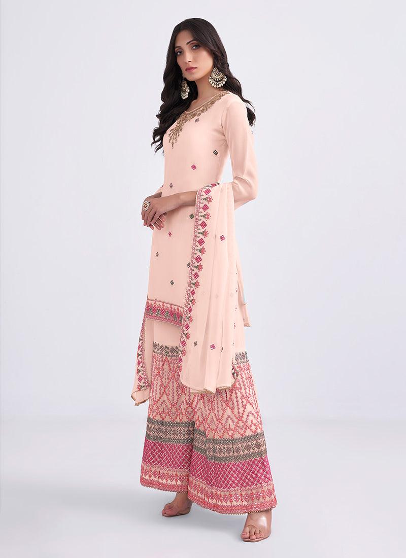 Peach Georgette Pakistani Sharara 2025 New