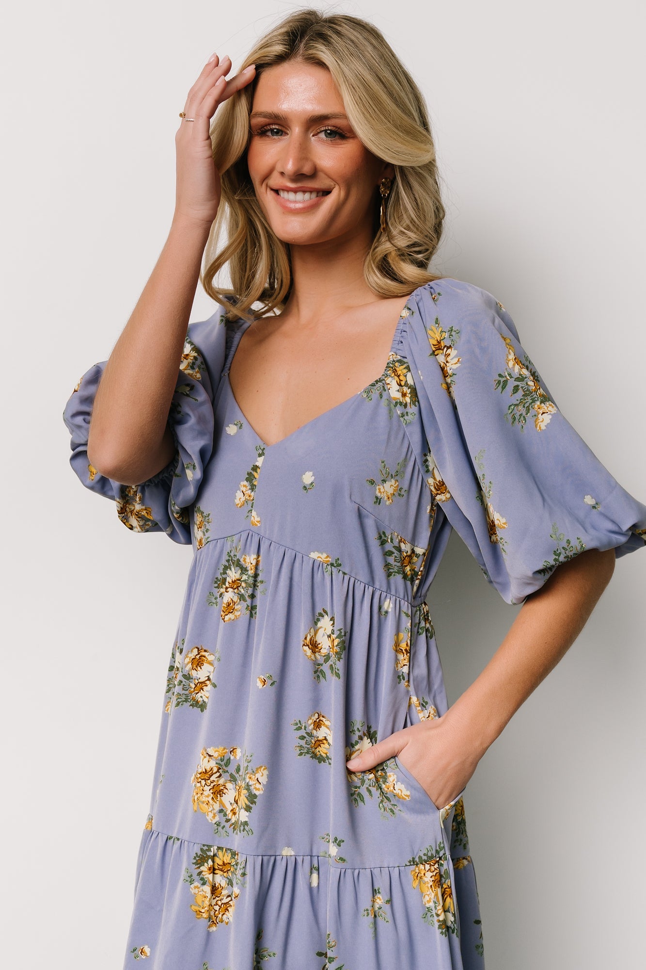 Judith Dress | Blue + Golden Floral Free Shipping Tumblr