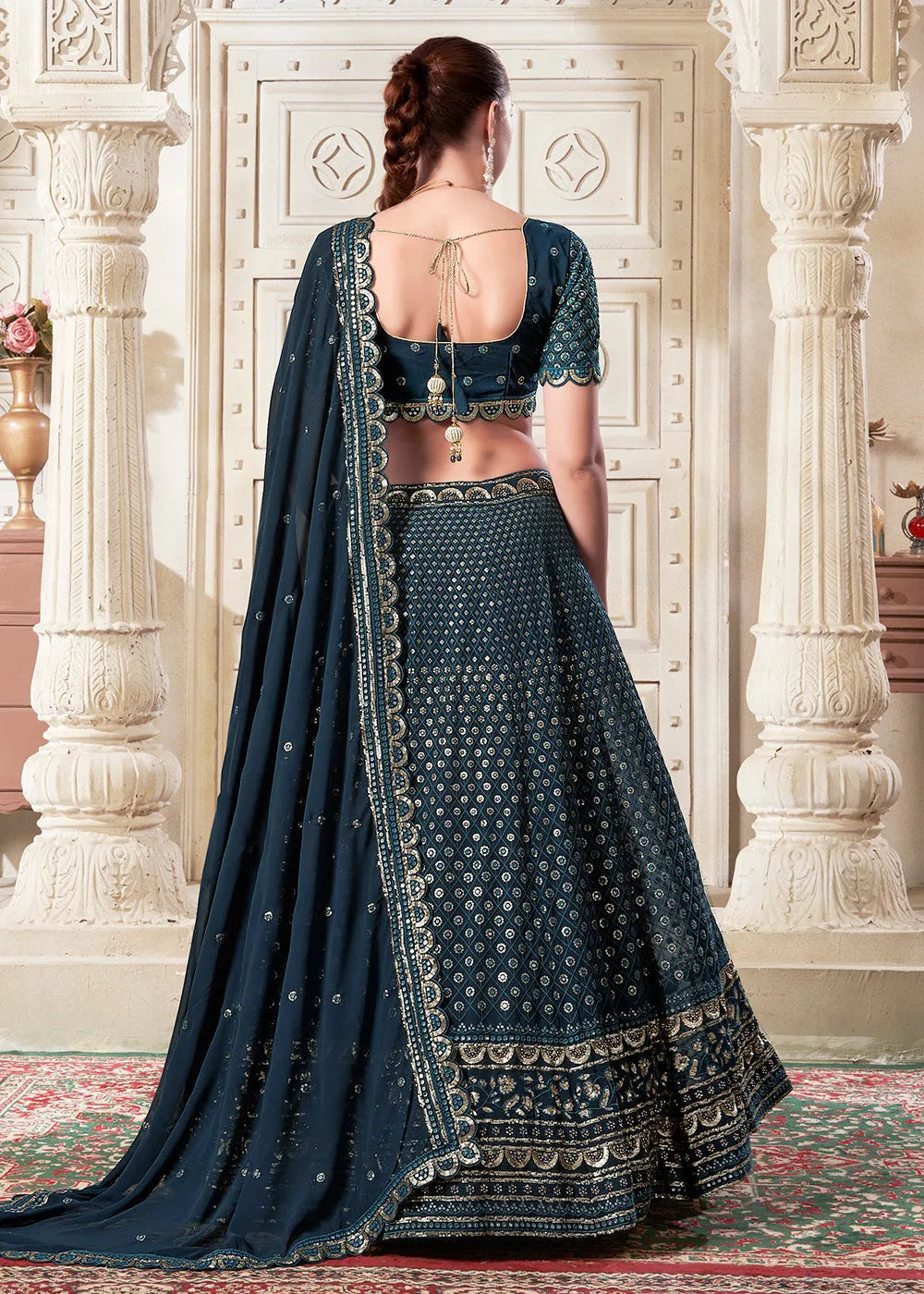 Exquisite and Luxurious Navy Blue Wedding Style Lehenga Choli Deals Cheap Online