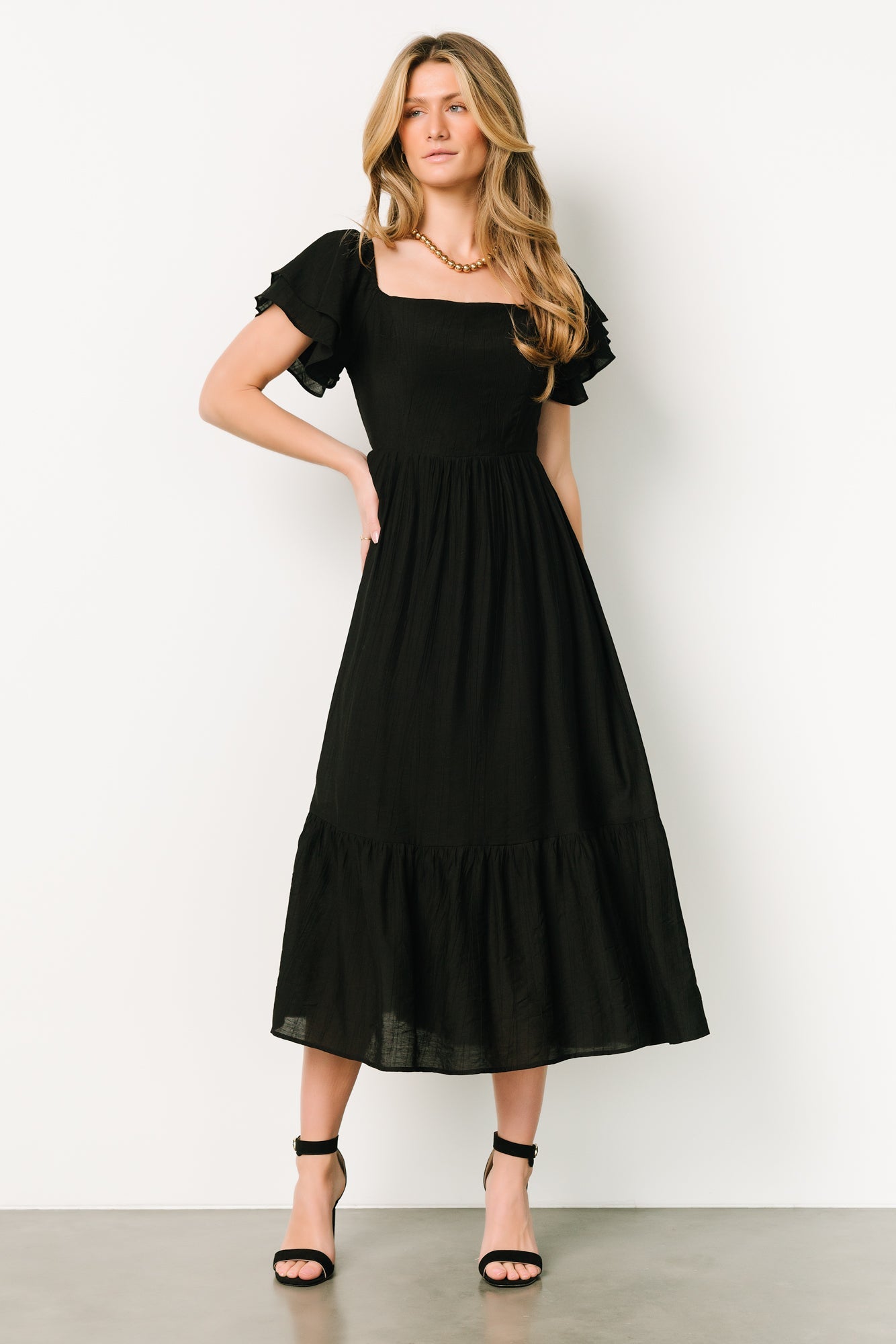 Buttercup Midi Dress | Black Free Shipping Cost