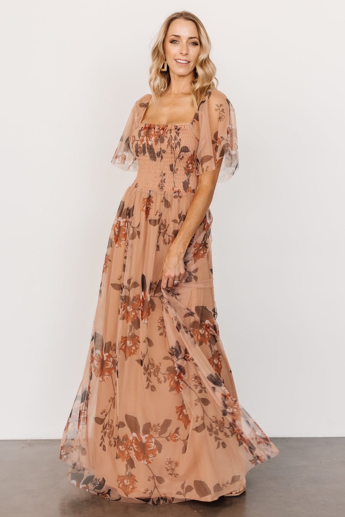 Cassandra Tulle Maxi Dress | Copper Floral Brand New Unisex Sale Online