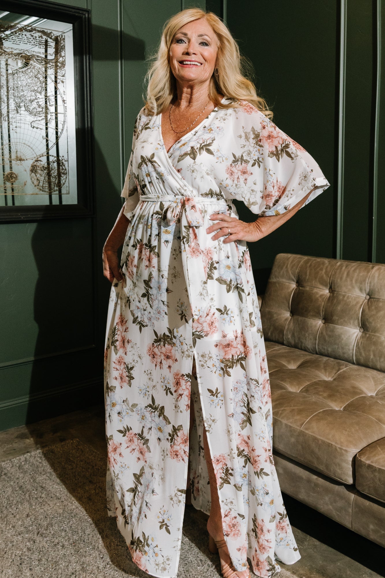 Kia Kimono Maxi Dress | White Floral Sale Genuine