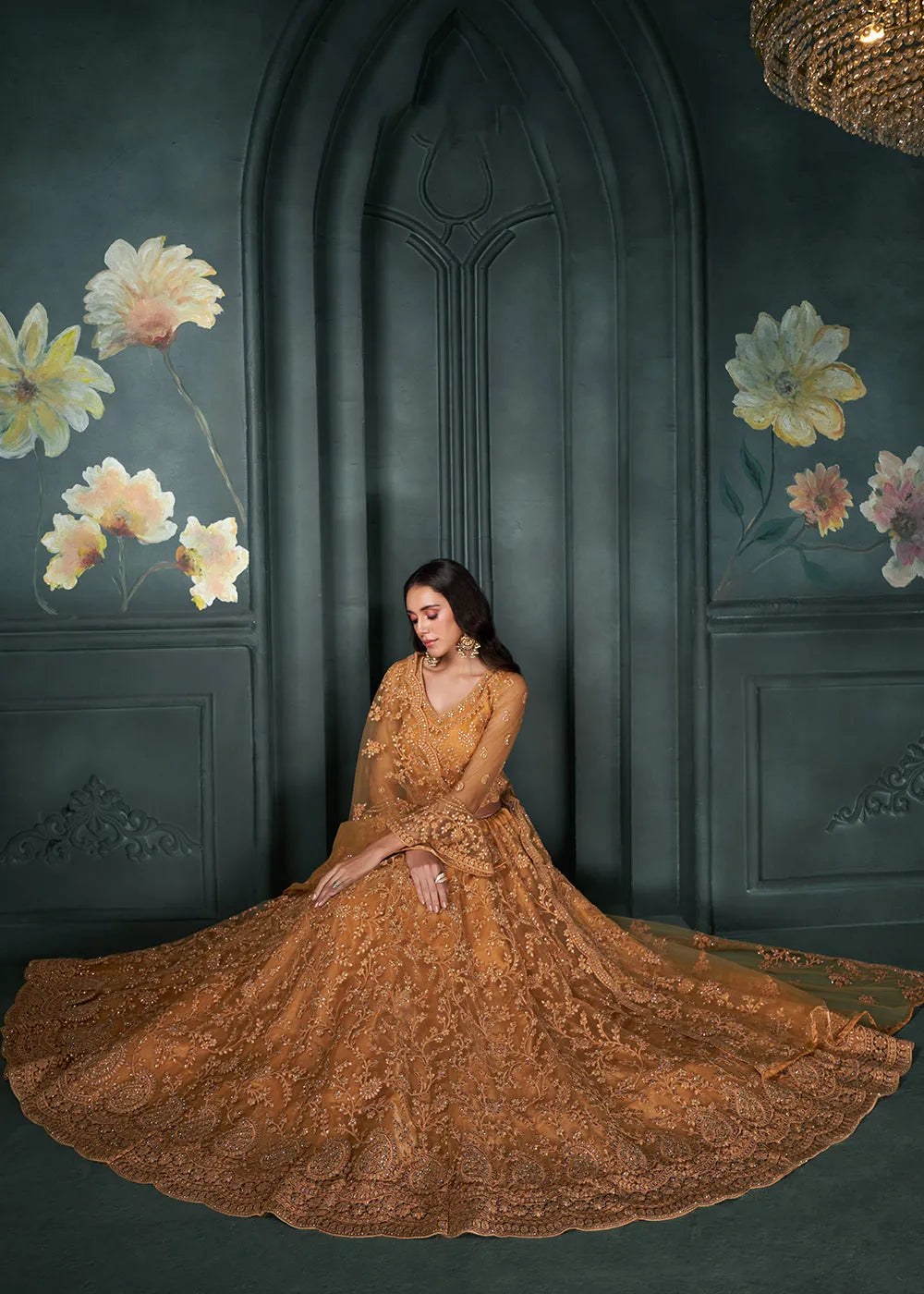 Designer Orange  Beautifully Embroidered Bridal  Lehenga Choli Discount Tumblr