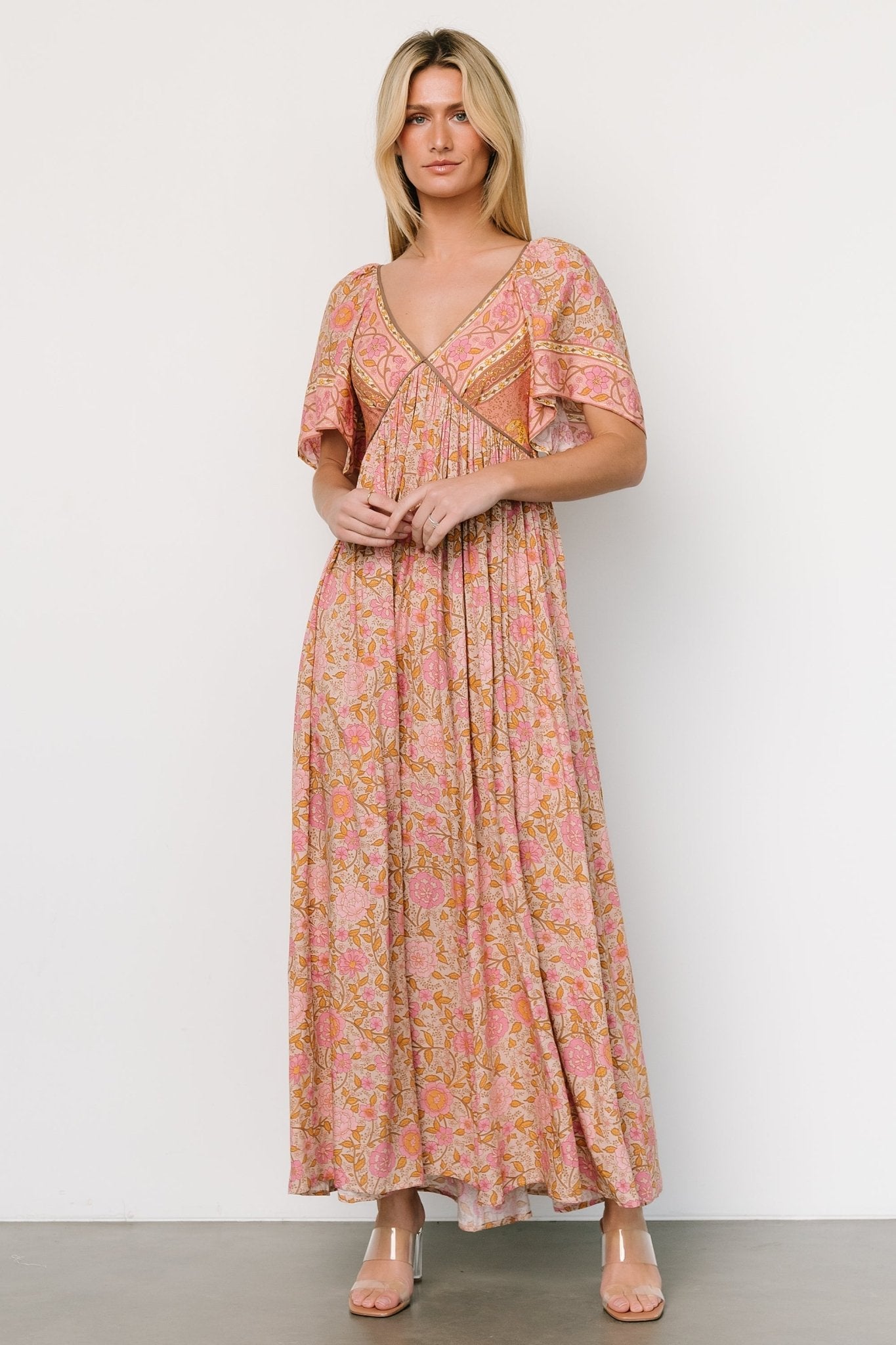 Evanthia Maxi Dress | Vintage Blush Print For Nice Cheap Price