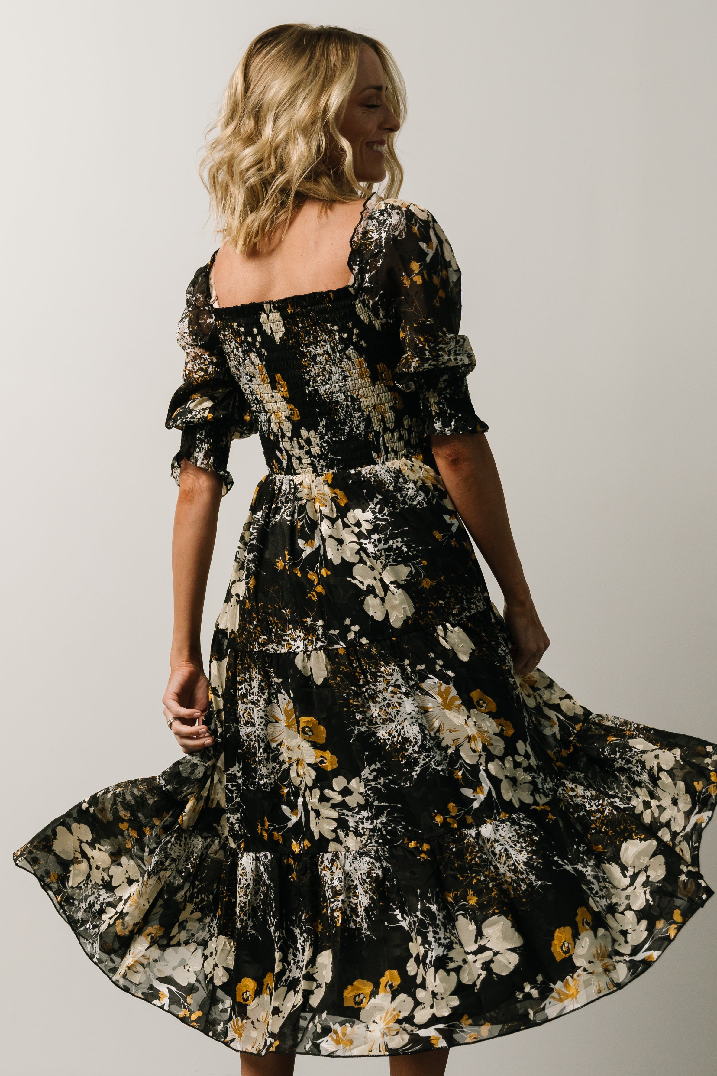 Fabian Jacquard Midi Dress | Black Floral Cheap Sale Shop