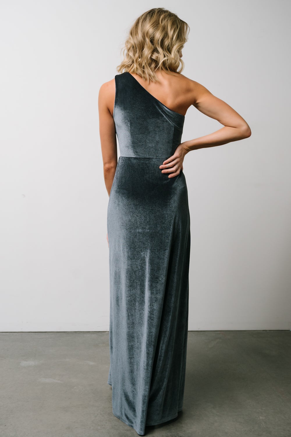 Tatiana Velvet One Shoulder Maxi Dress | Slate Blue Clearance Discounts