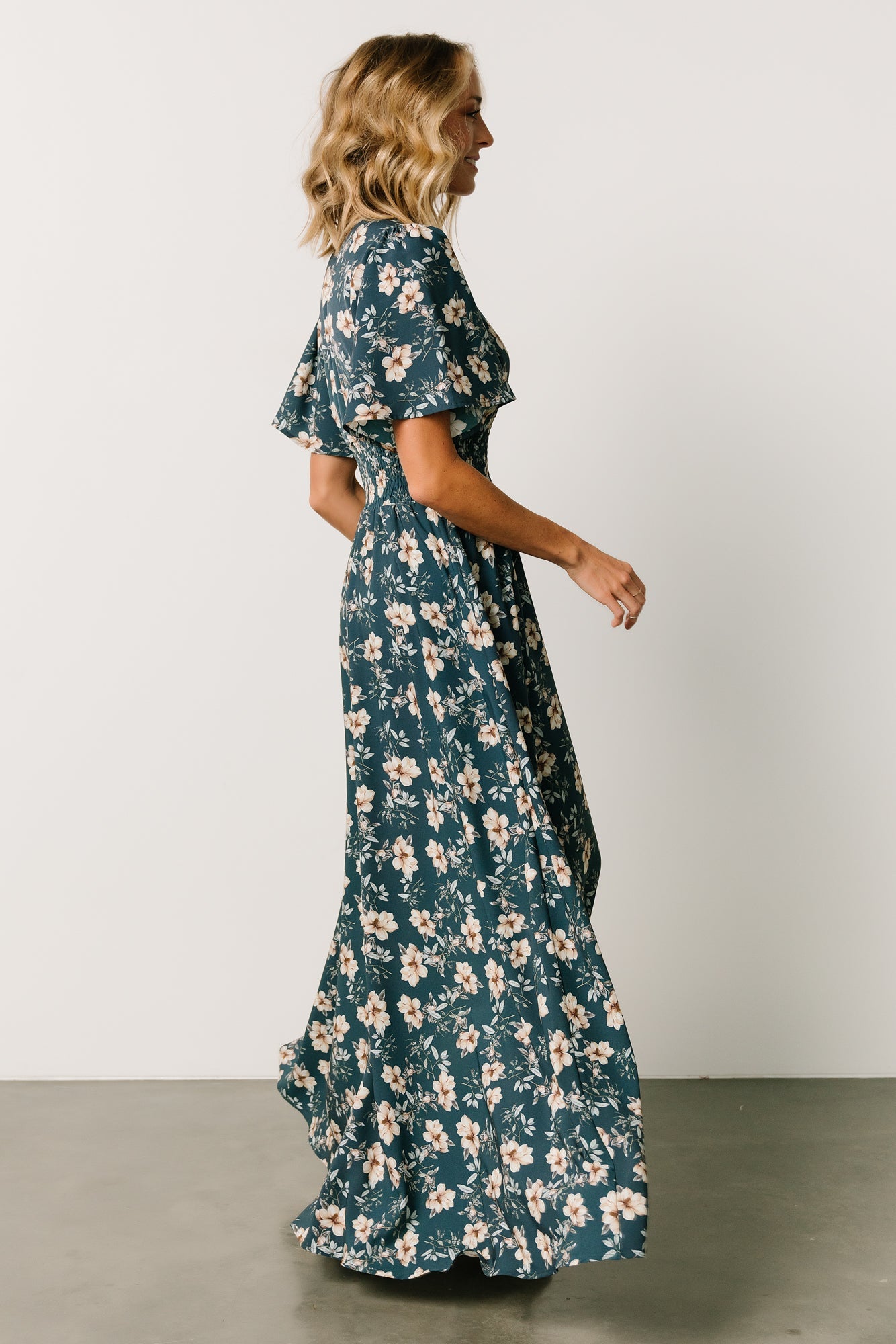 Verona Smocked Maxi Dress | Slate Floral Online Online Cheap Online