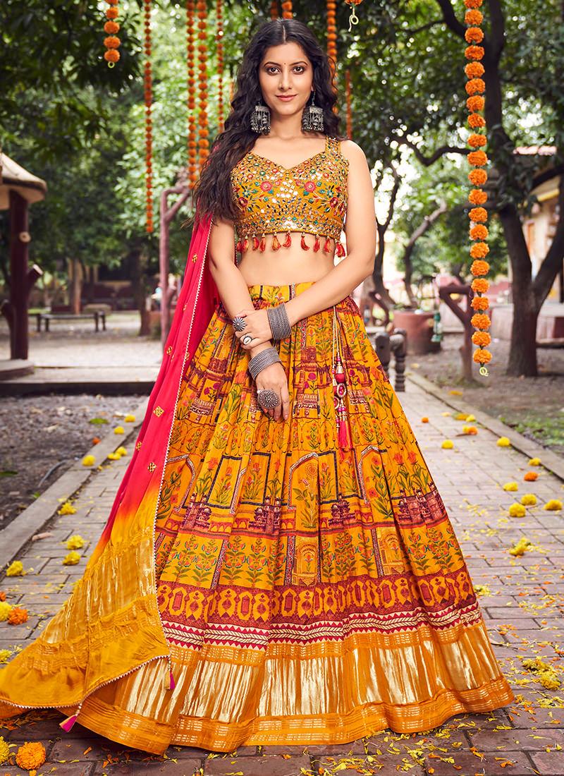 Mustard Crush Lehenga With Hand Work Blouse Low Shipping Cheap Pice