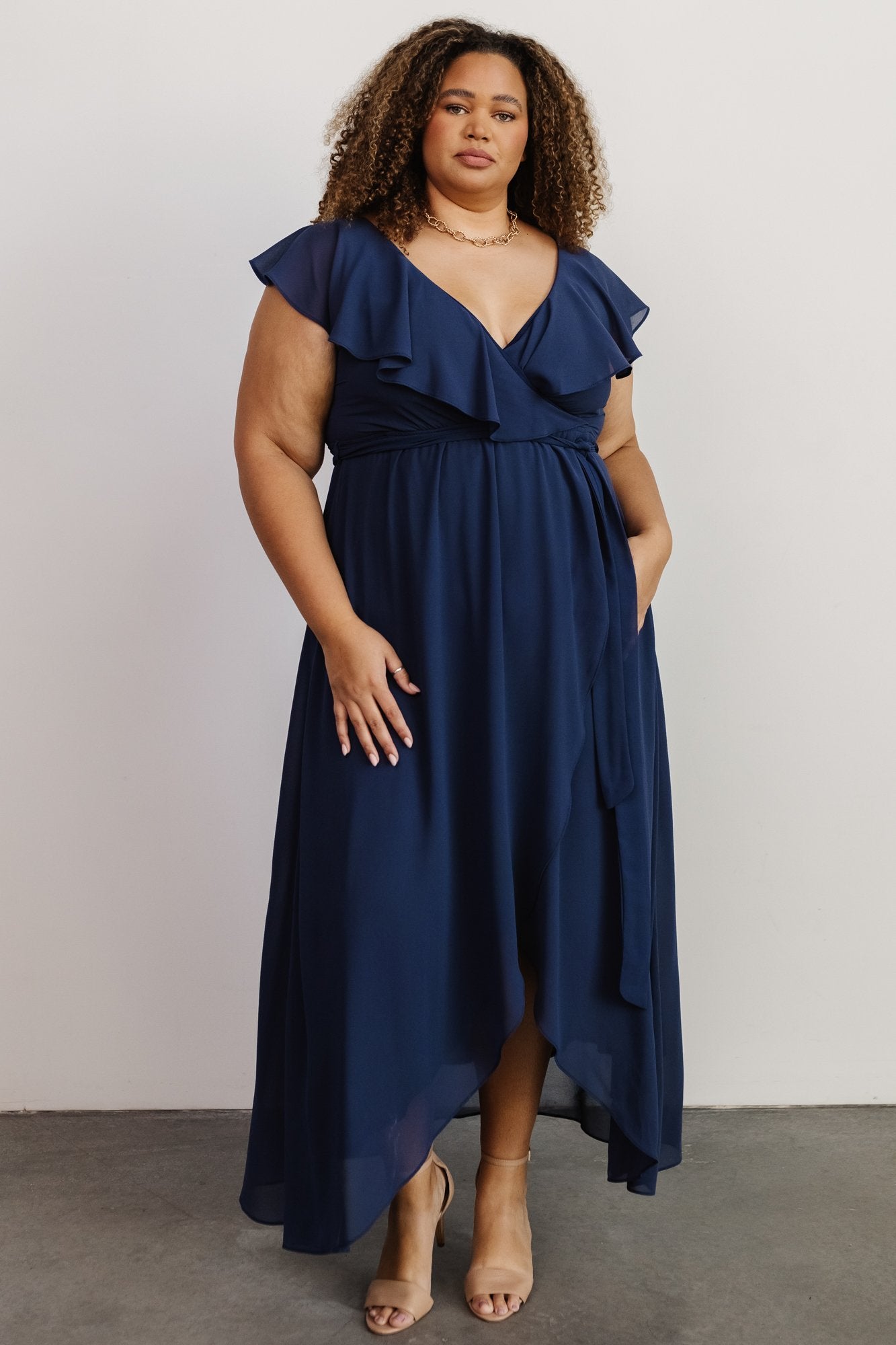 Katya Ruffle Maxi Dress | Navy Clearance Limited Edition