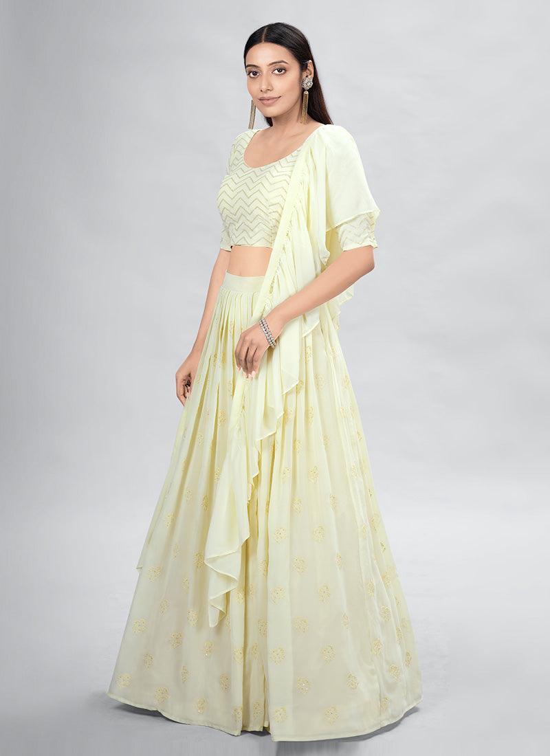 Thread Work Yellow Designer Chaniya Choli Discount For Cheap