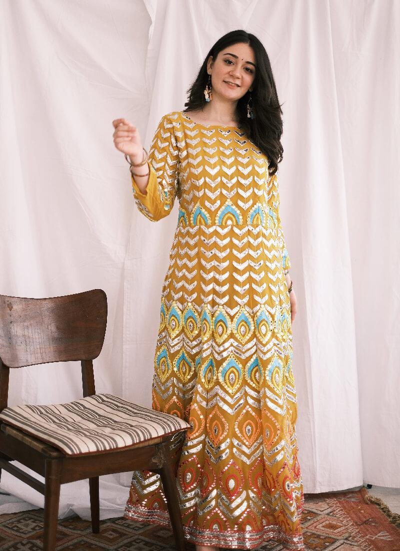 Eye-Catching Foil Mirror Base Lemon Yellow Palazzo Suit Low Cost For Sale