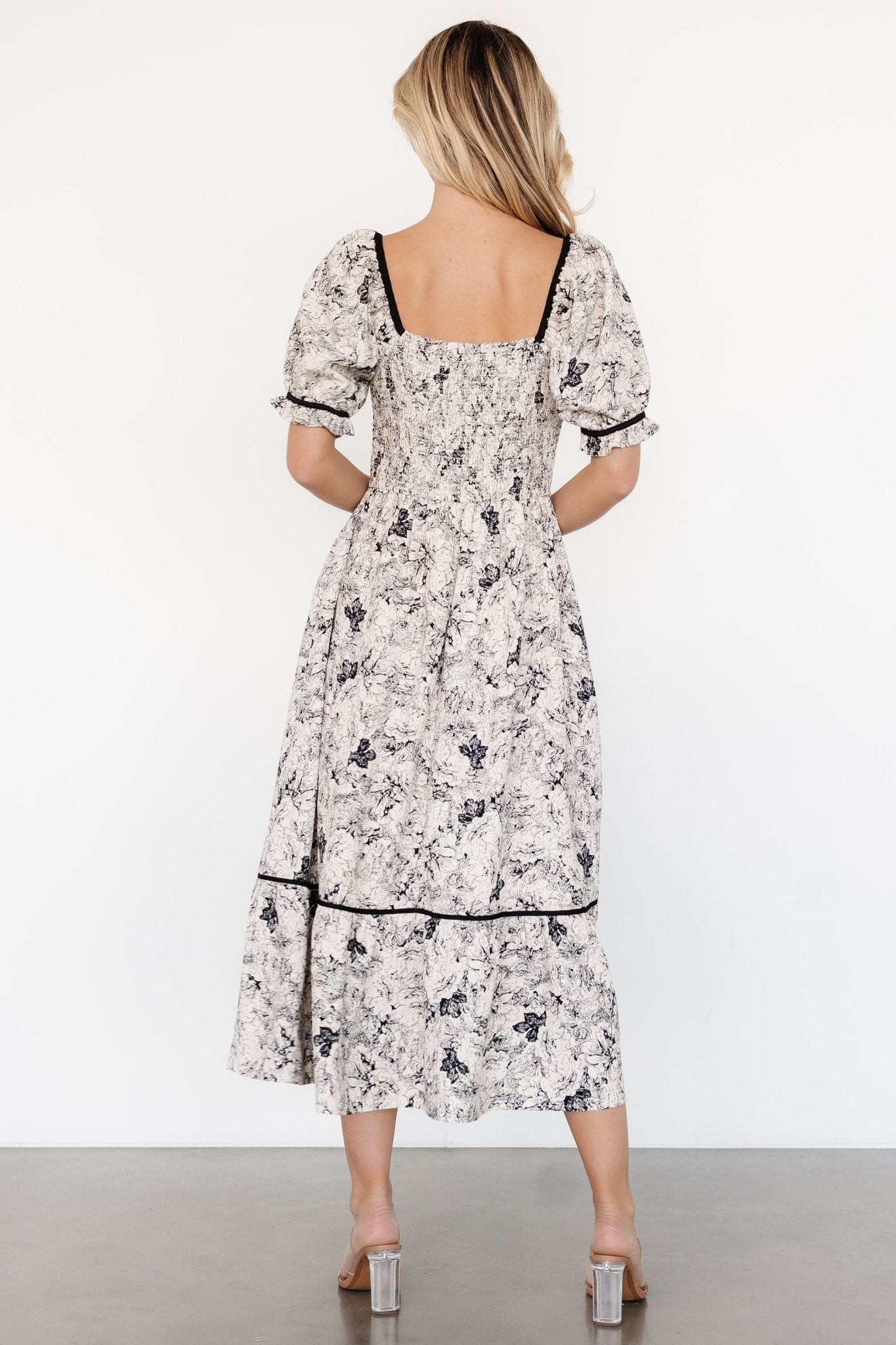 Mariana Midi Dress | Cream + Black Floral Quality Original