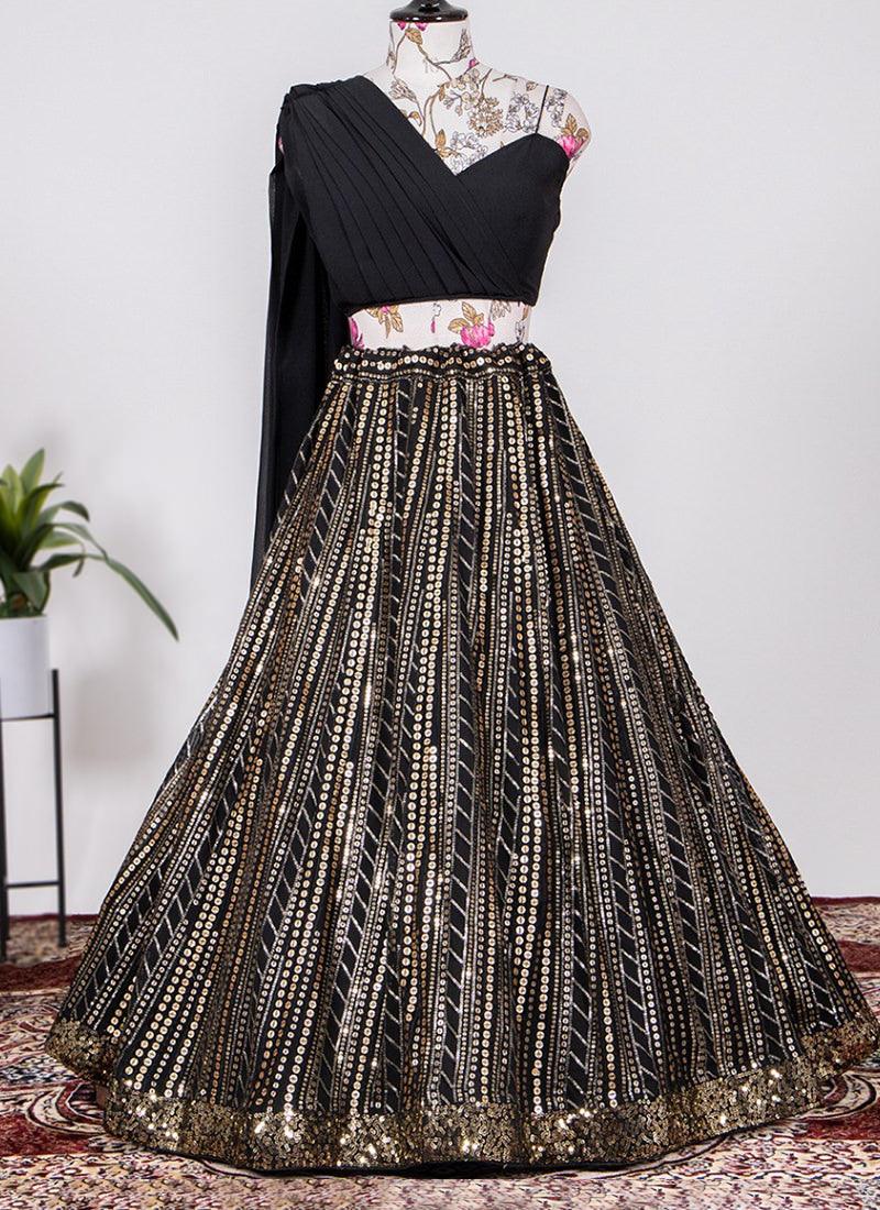 Black Flared Lehenga With Optional Blouse Discount Get To Buy