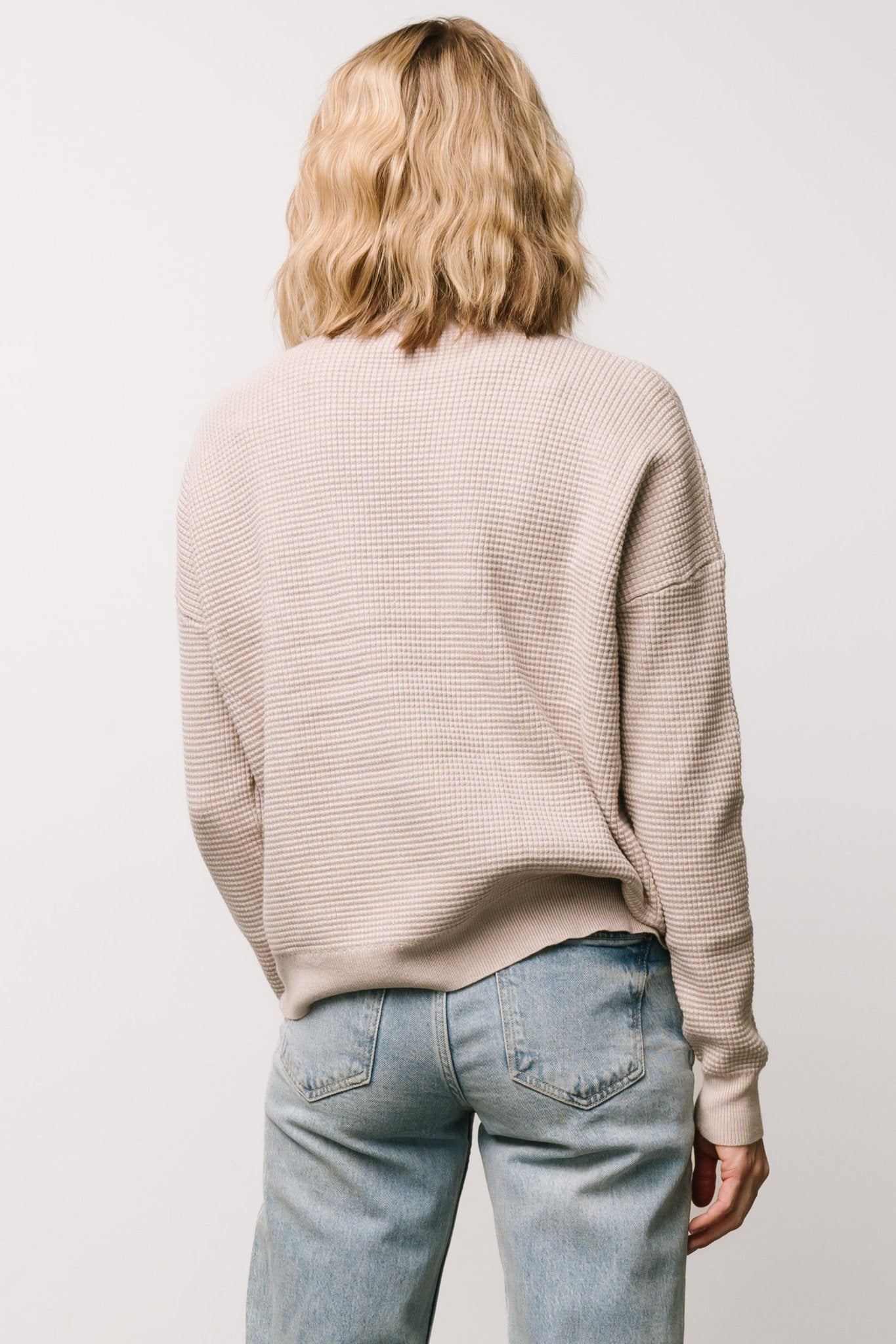 Carey Waffle Sweater | Taupe Online