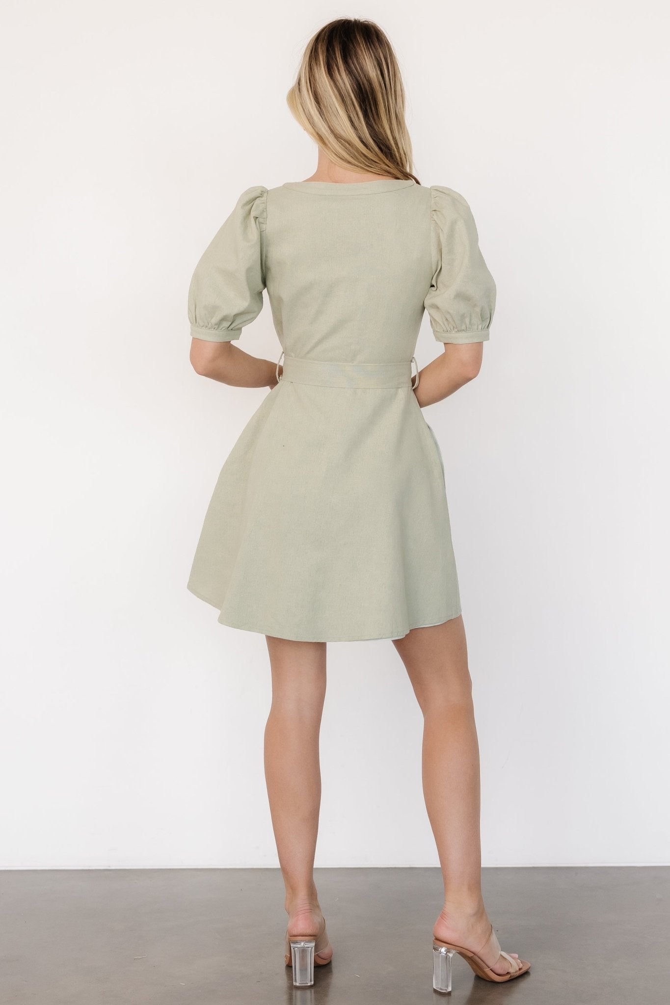 Candice Button Up Mini Dress | Sage Original For Sale