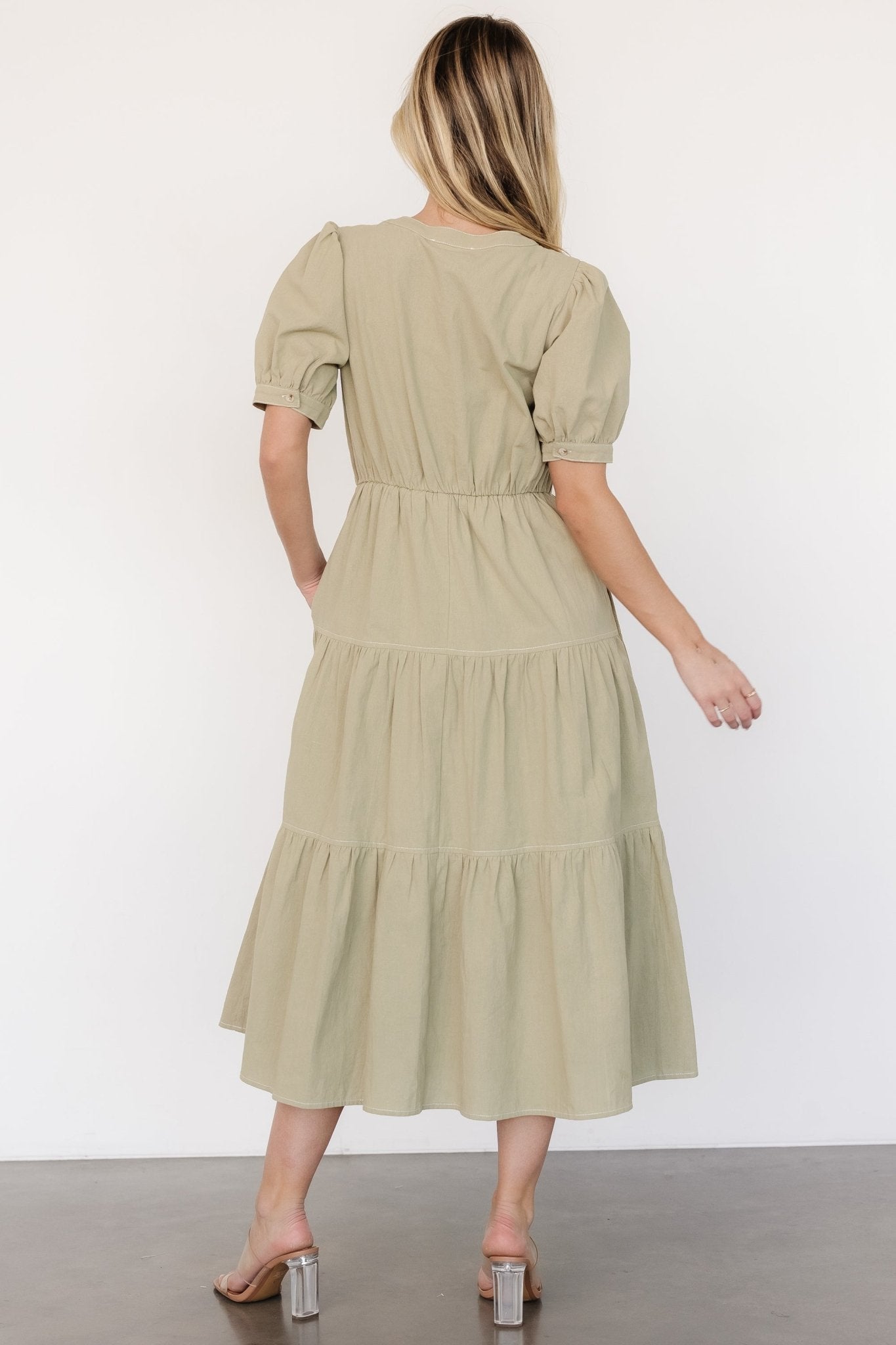 Shelby Button Top Dress | Sage Green Discount Newest