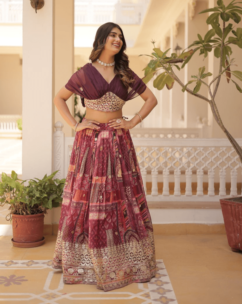 Blue color lehenga with crop blouse Cheap Low Pice