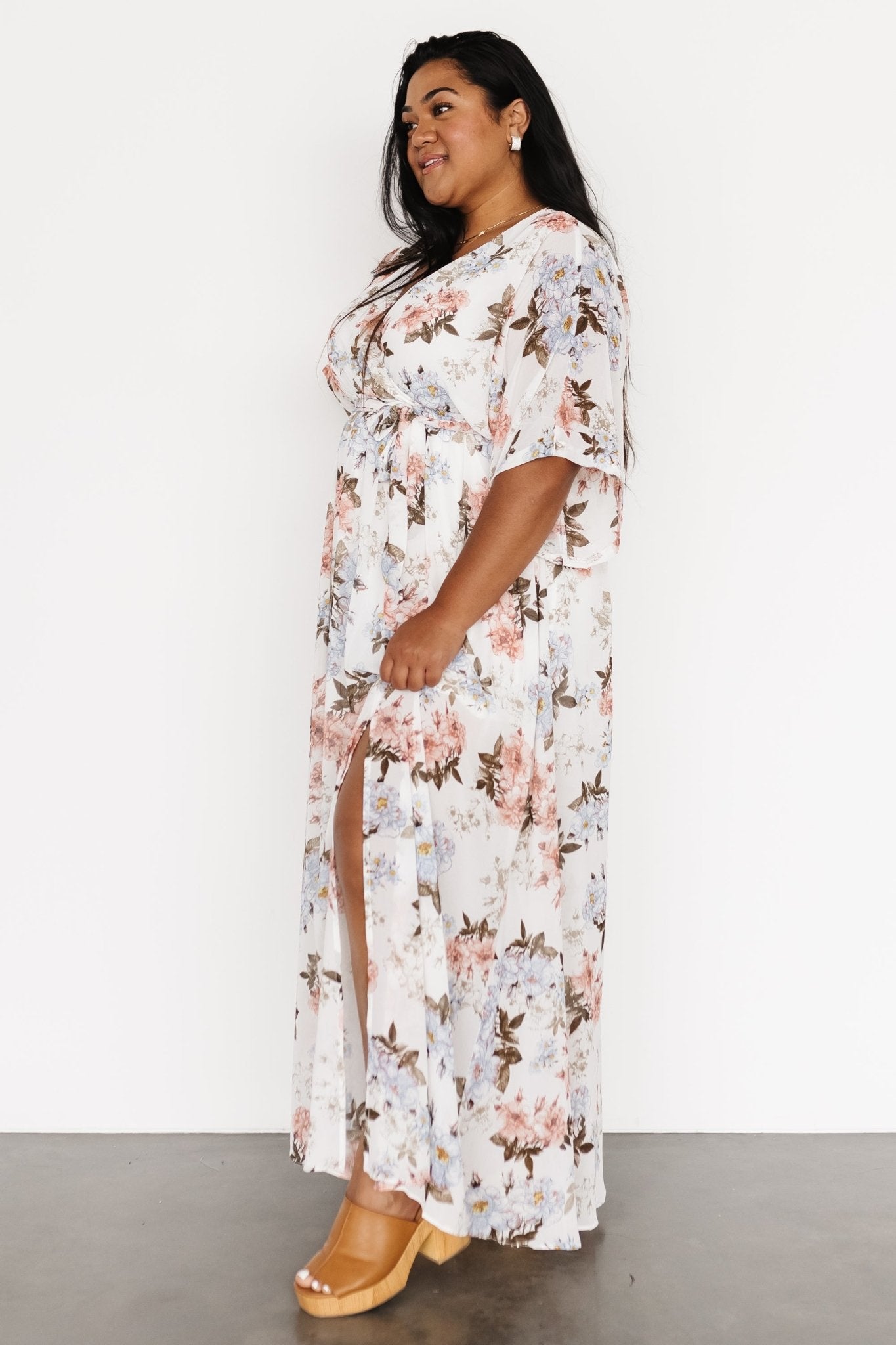 Kia Kimono Maxi Dress | White Floral Sale Genuine