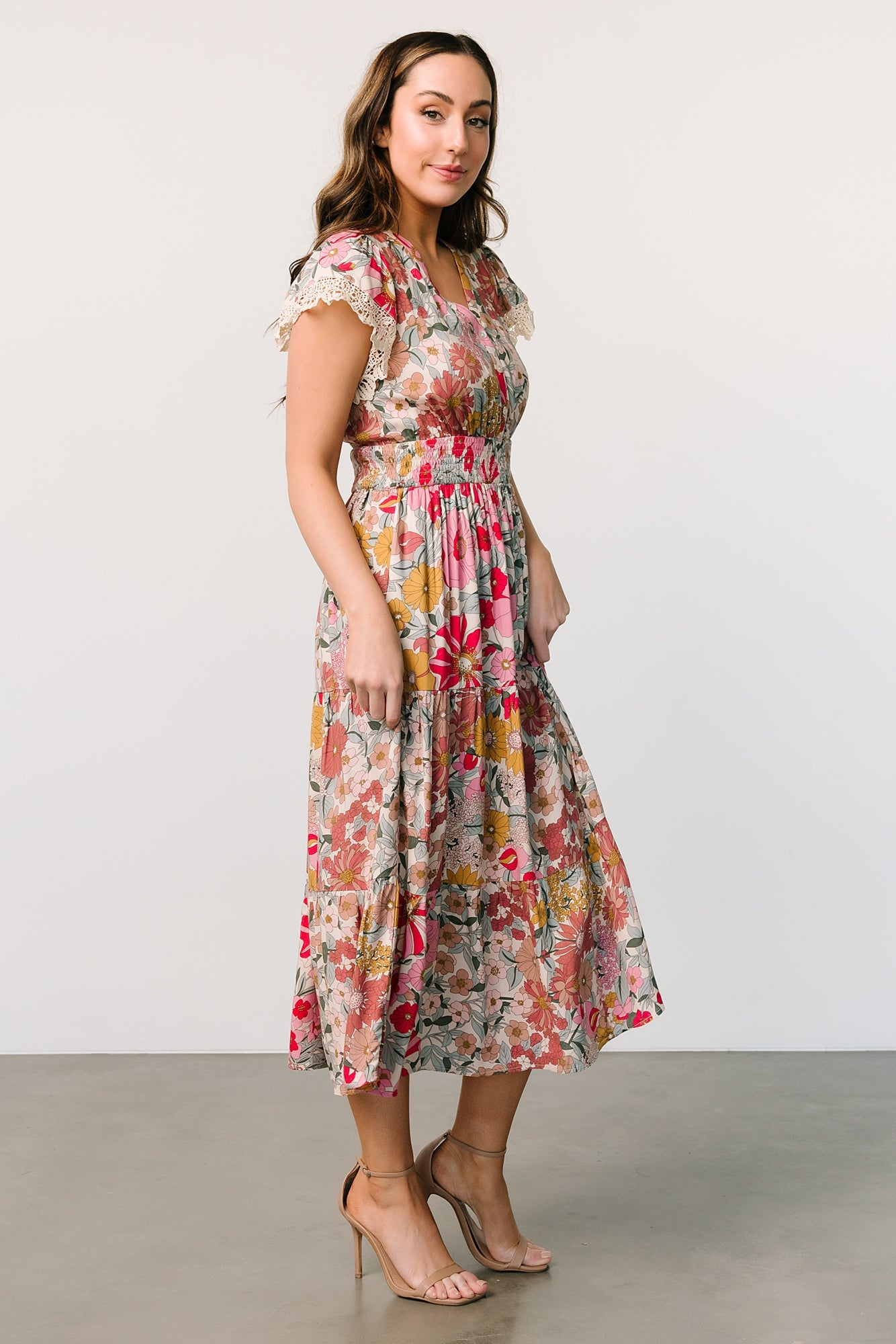 Aliyah Midi Dress | Cream Multi Floral Buy Cheap Discount