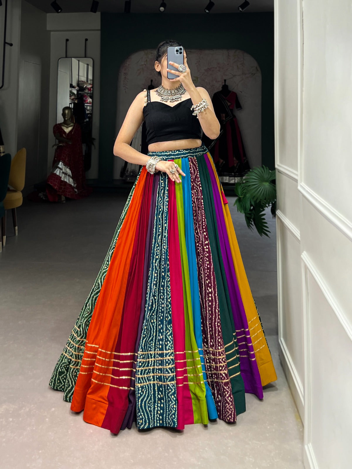 Vibrant Multi colored Lehenga Choli for Navratri Nights Sale Deals