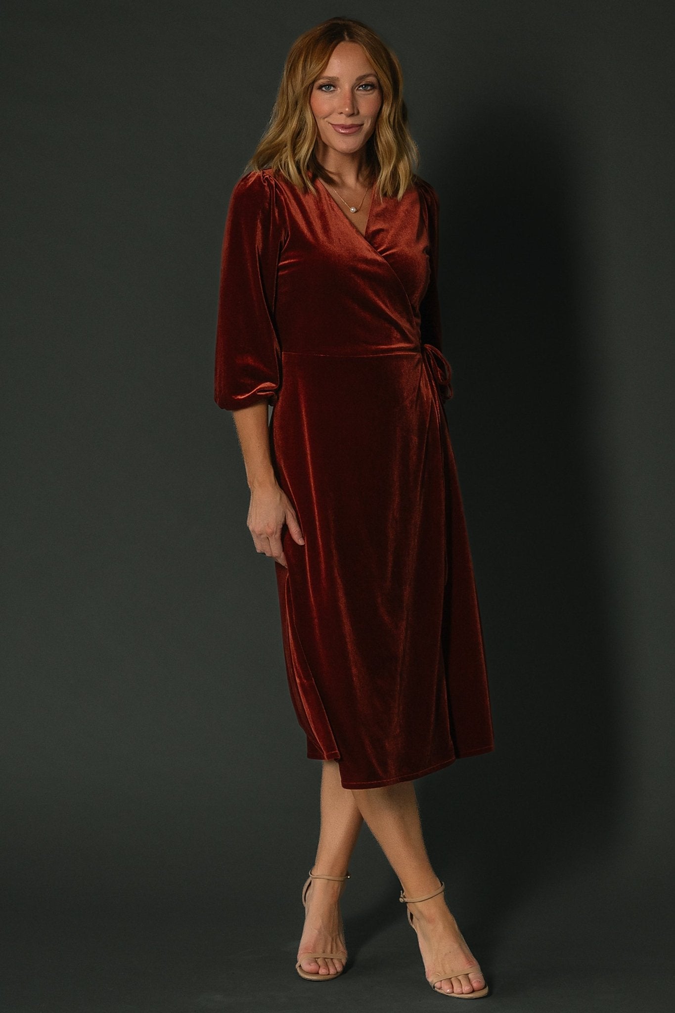 Beckinsale Velvet Wrap Dress | Cinnamon Discount Looking For