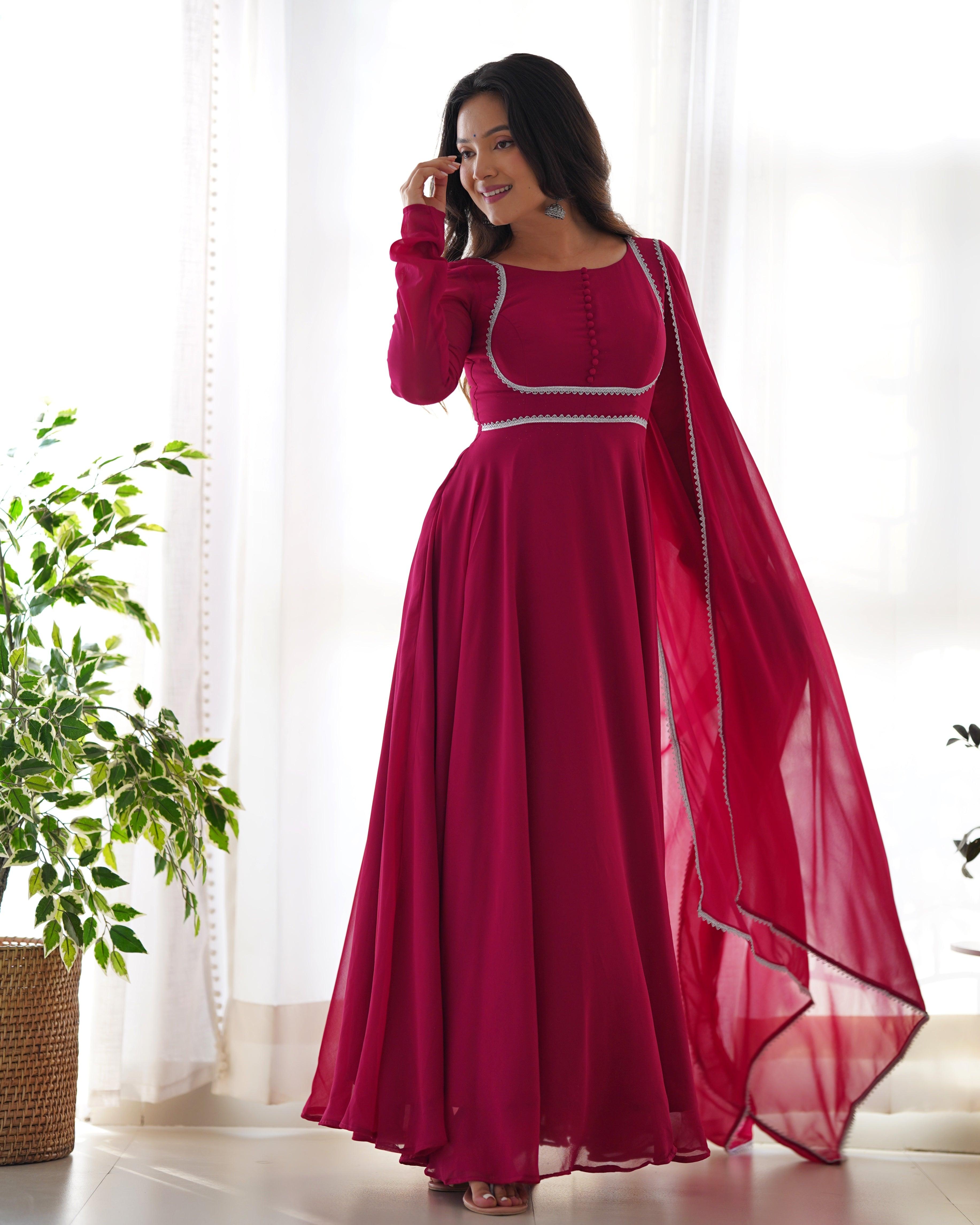 Enchanting Pure Faux Georgette Fully Flared Anarkali Pant Suit Sale Outlet