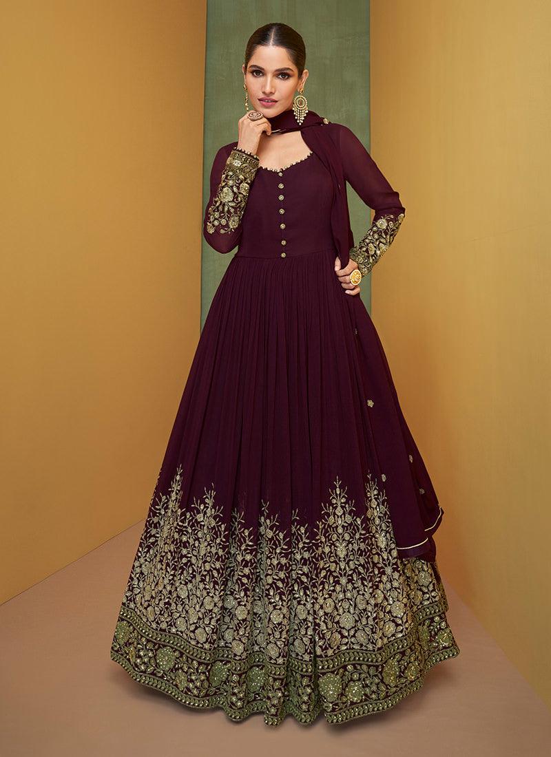 Heavy Embroidered Maroon Designer Gown How Much