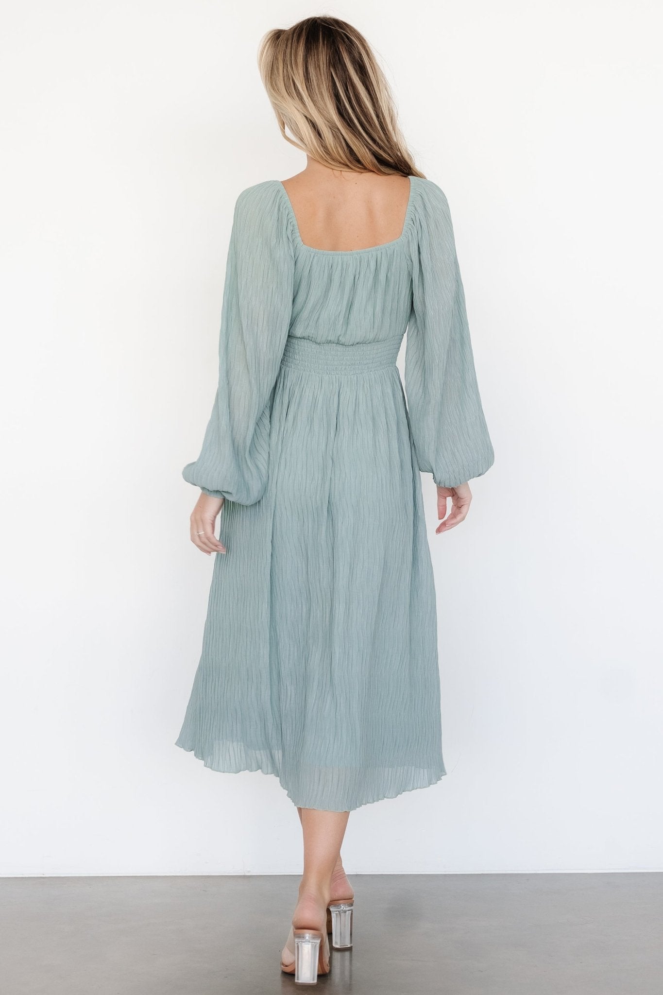 Dalton Pleated Midi Dress | Light Sage Free Shipping Browse