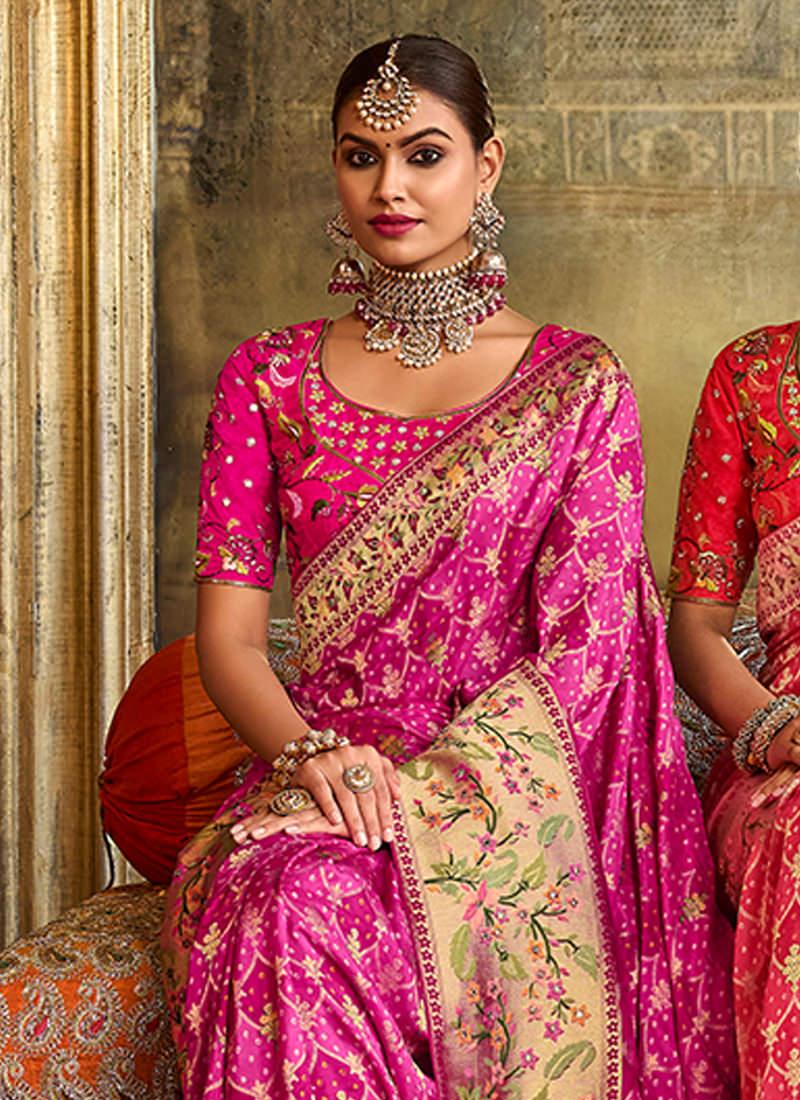 Heavy Silk Pink Silk Saree For Wedding Cheap Store