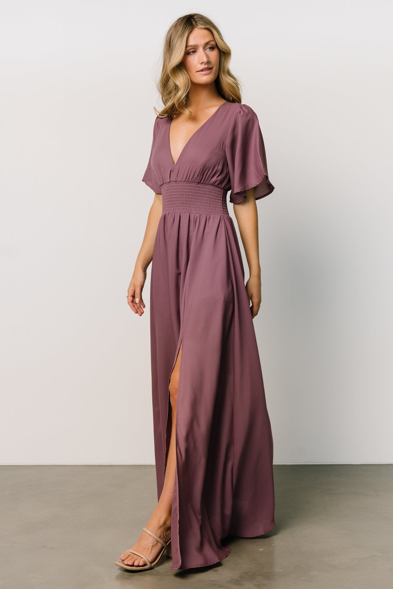 Verona Smocked Maxi Dress | Vintage Plum Sale View