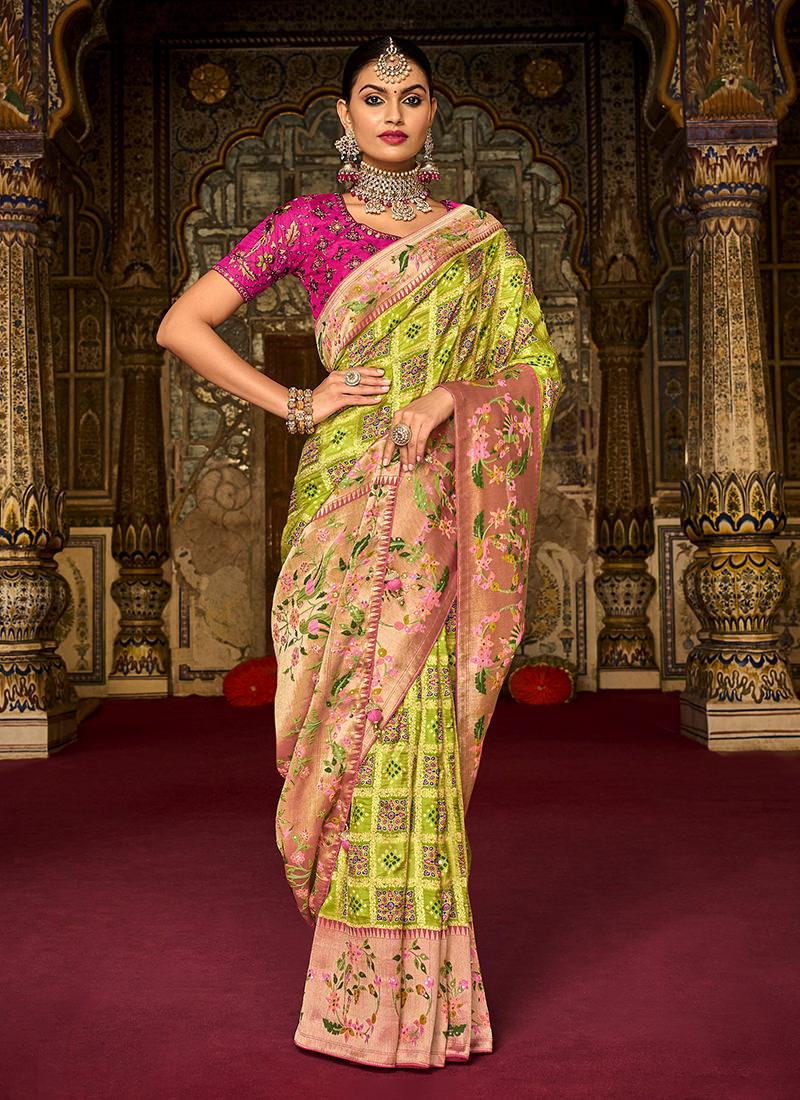 Heavy Silk Lime Green Saree For Wedding Cheap Shop