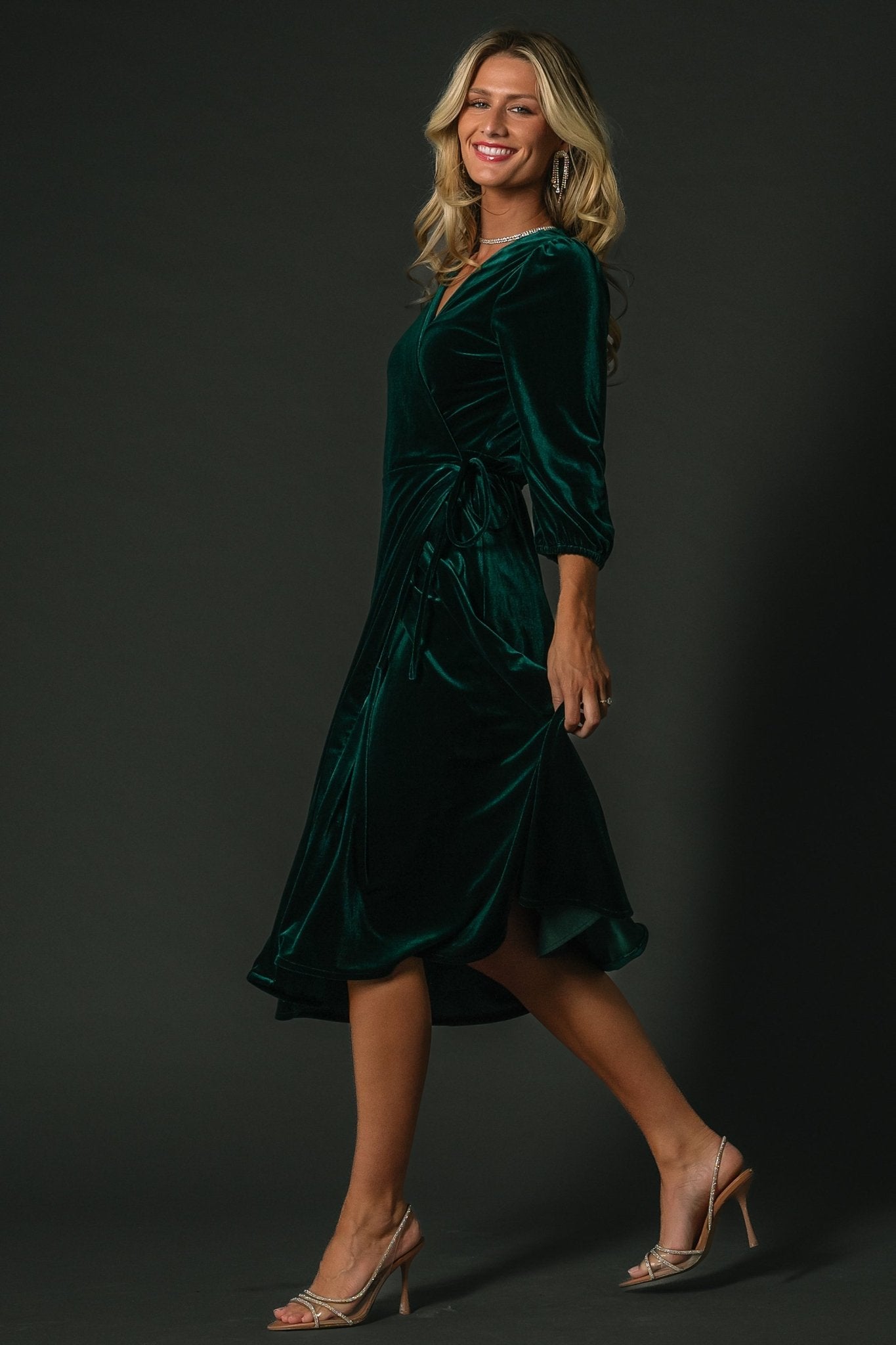 Beckinsale Velvet Wrap Dress | Dark Green Free Shipping Eastbay