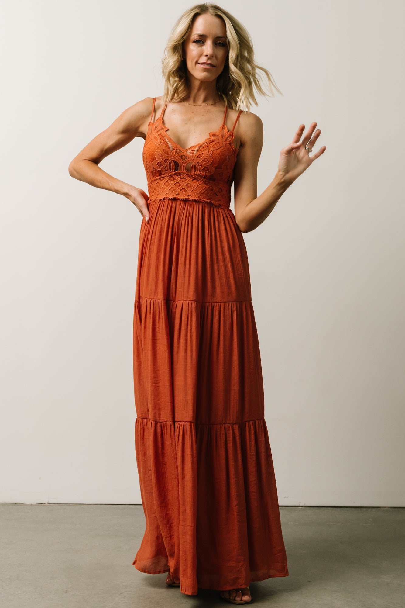 Summerlin Lace Top Maxi Dress | Rust Cheap Pices Authentic