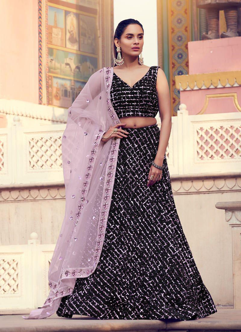 Divine Look Black Color Lehenga Choli With Matching Blouse Discount Low Shipping Fee